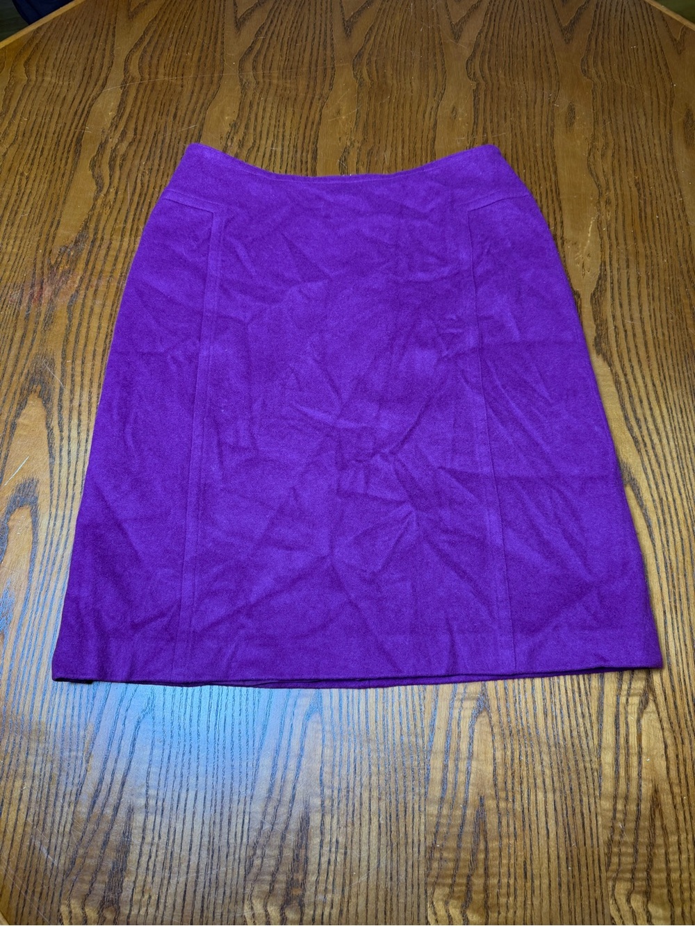 Ann Taylor Wool Cashmere Pencil Skirt Size 6 Purple Magenta Fully Lined
